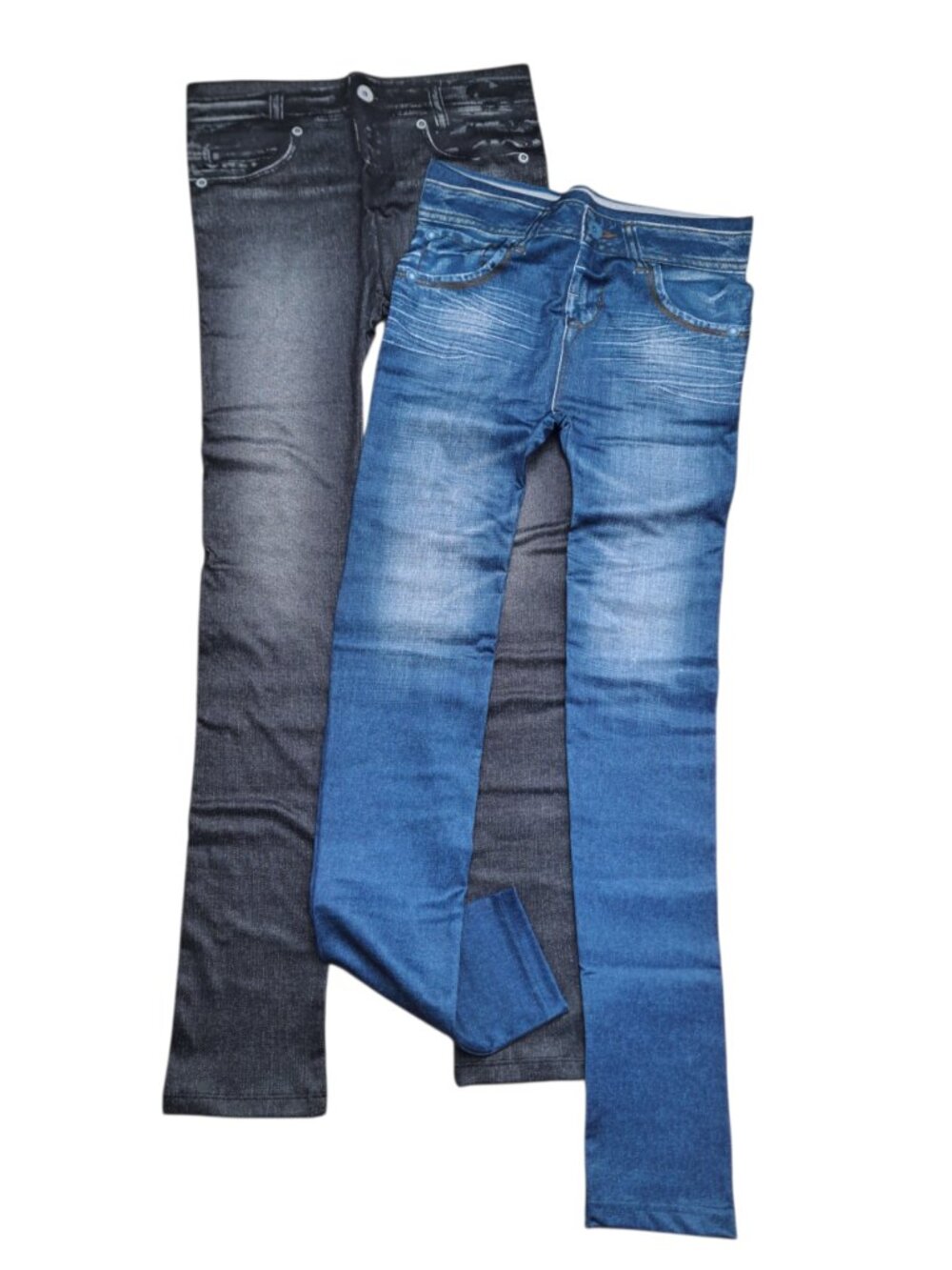 Genie 2Pk As Seen on TV Ultra Soft Plush Lining Blue Black Jeggings Women's L/XL